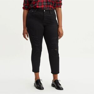 Levi’s Wedgie Cropped Skinny Fit Black Raw Hem Jeans